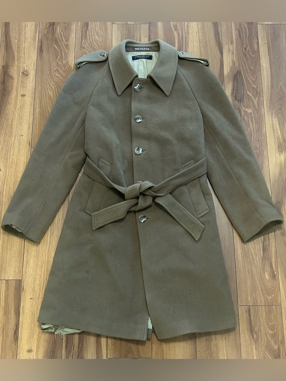 Vintage 70s Brooks Brothers Wool Overcoat Light Brown Men’s 42R 40in X 21in